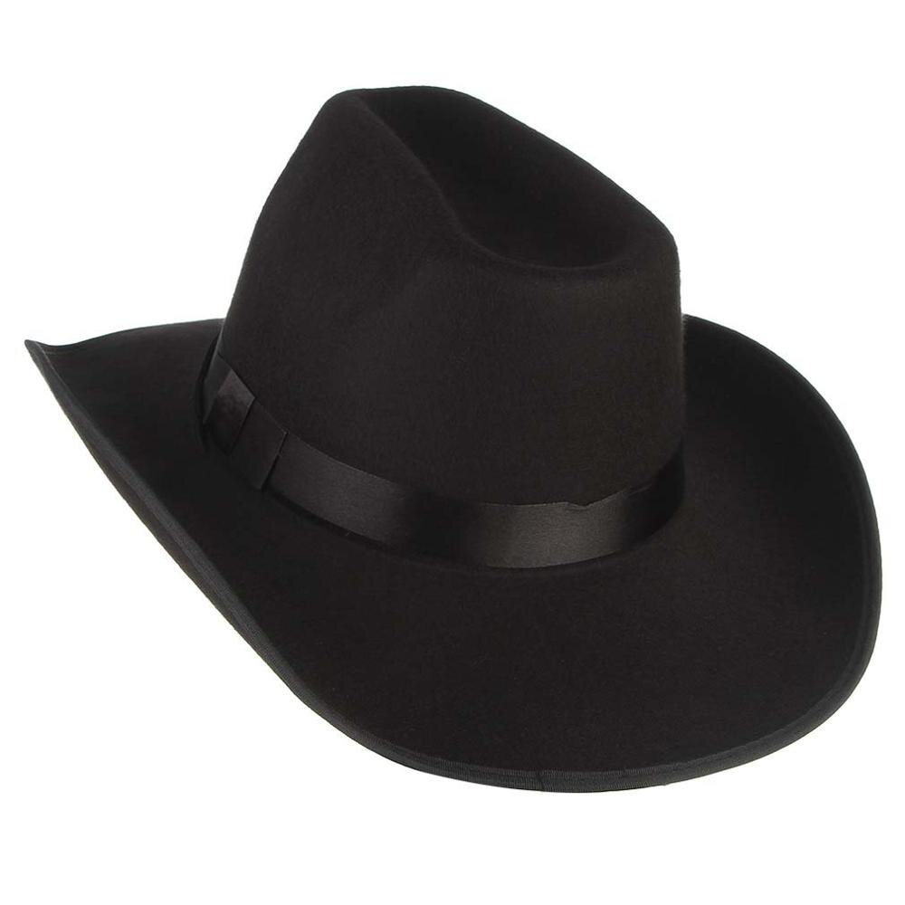 Hat cool western mænd cowboy hatte solskærm kasket rejse ydeevne western hatte chapeu cowboy qdkpotc: Sort