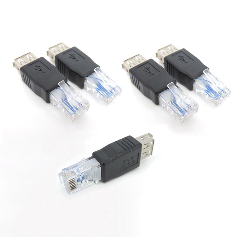 Ethernet to USB female Adapter RJ45 Ethernet Male to USB Female Converter 10Mb/100Mbs Network Connector for Laptops Computers