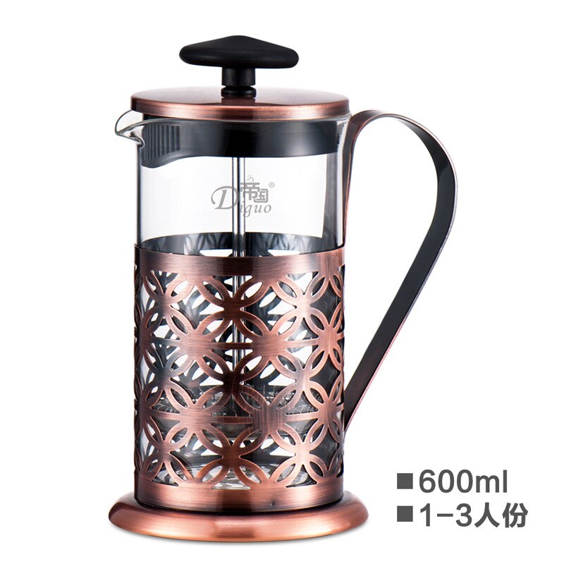 600ml fransk presse kaffemaskine-niveau filtreringssystem  - 304 klasse rustfrit stål - varmebestandigt borosilikatglas: Default Title