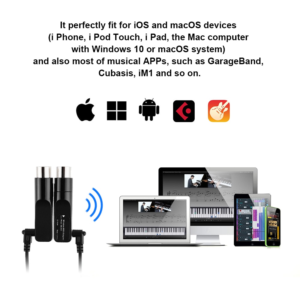 Vangoa Bluetooth kabellos Midi- Kabel VBM-A01 5-Stift Midi- Adapter