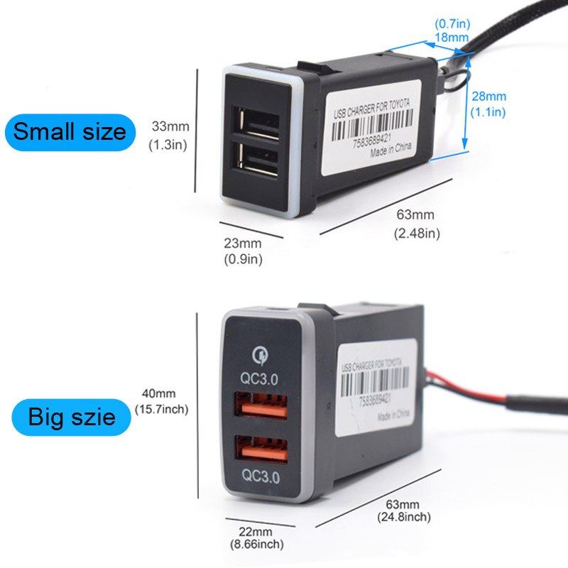 Xcgaoon QC3.0 Snel Opladen 2 Usb Autolader Dubbele Usb Telefoon Pda Dvr Adapter Plug & Play Kabel Voor Toyota