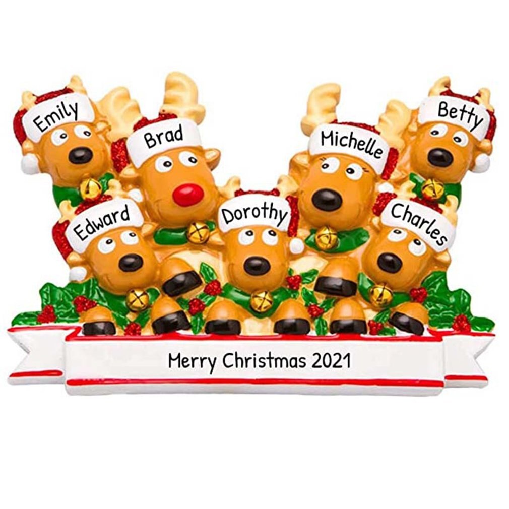 Schattige alpaca-familie kerstboomhanger diy naam pvc kerstboomhanger kerstversiering: Marineblauw