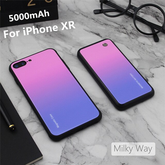 KQJYS Magnetic Battery Charger Cases for iPhone Xs Max Portable Wireless Power Bank Power Case for iPhone XR Battery Case: Pink  For  XR