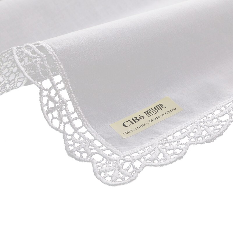 D003: Weiß Prämie baumwolle spitze taschentücher leer häkeln taschentücher für frauen/damen hochzeit