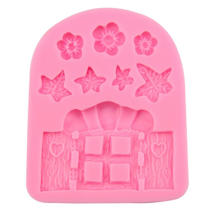 GXMA Handmade DIY Fairy Tale Wooden Door Wooden House Girl Snail Stone Wall Castle Modeling Fondant Silicone Mold Clay Gadget