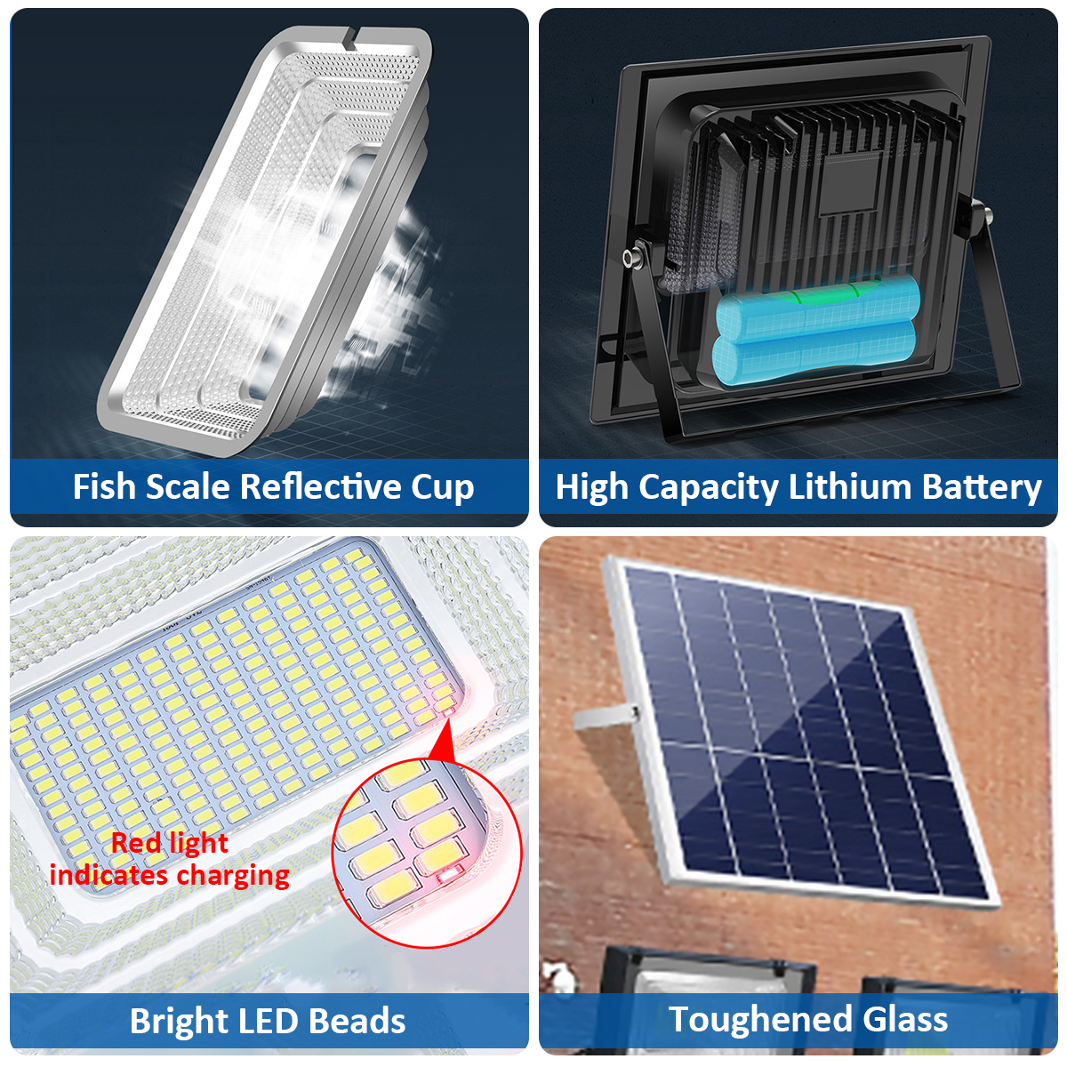 Luces solares para exteriores, luz LED de pared, foco de edificios, lámpara impermeable IP67, iluminación de emergencia para Patio