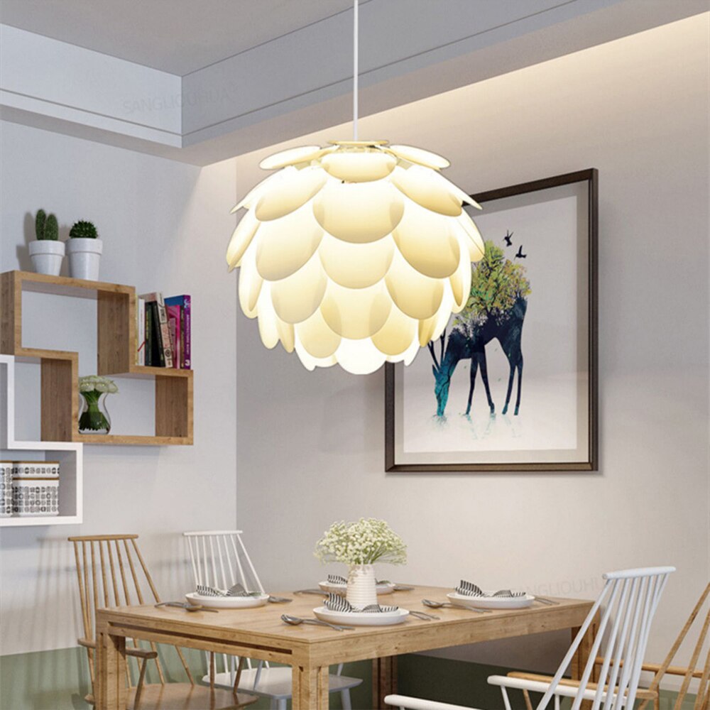 Lampe suspendue Puzzle E27, Kit d'abat-jour en forme de fleur de Lotus à monter soi-même, plafonnier ou lampadaire: Pine Cones 40cm