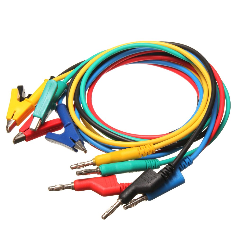 Cable de prueba de Banana de silicona, 5 uds., conector a sonda de pinza tipo caimán, Cable de plomo para Laboratorio Eléctrico, estilismo para coche