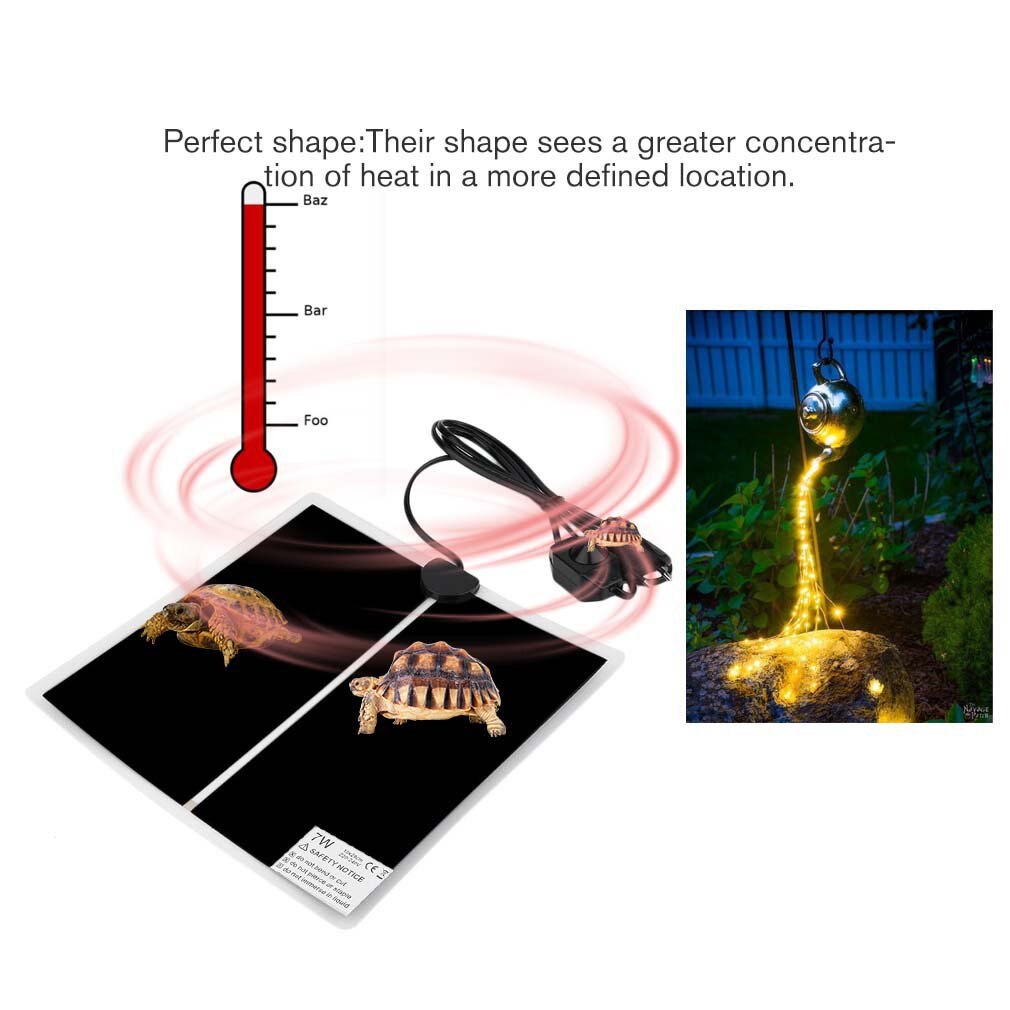 7W 220V Reptile Heating Heater Mat Adjustable Temperature Warm Pads Heating Pad For Terrarium Climbing Tortoise Lizard Spider