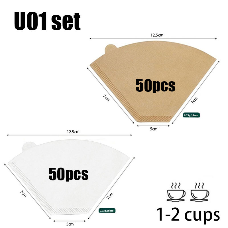 100 Stuks Wegwerp Papier Koffie Filter 1-4 Kopjes Houtpulp Drip Papier Kegel Koffie Zeef Zak Giet over Huishoudelijke Accessoires: Beige