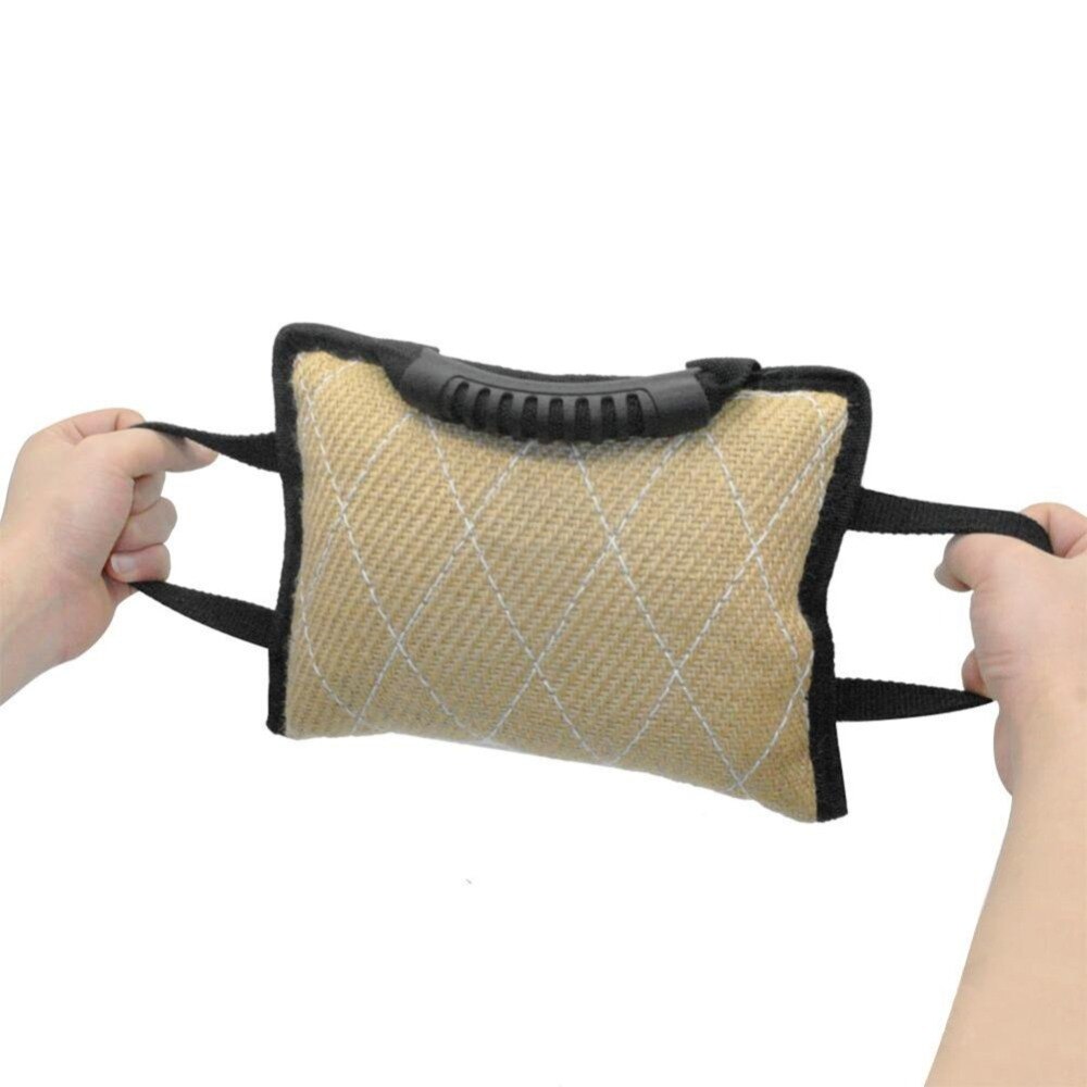 Juguetes de entrenamiento para perros, almohada de cáñamo para masticar con asas, almohada de yute para morder, juguetes de entrenamiento para perros, Limpieza de dientes para masticar mascotas