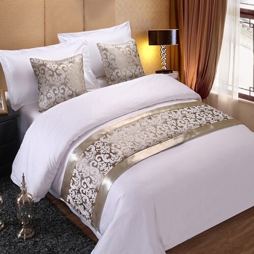 Rayuan gyldent blomstertæppe til sengetøj sengetæpper sengeløber kaste sengetæppe håndklæde hjem hoteldekorationer: Champagne / Konge 50 x 240cm