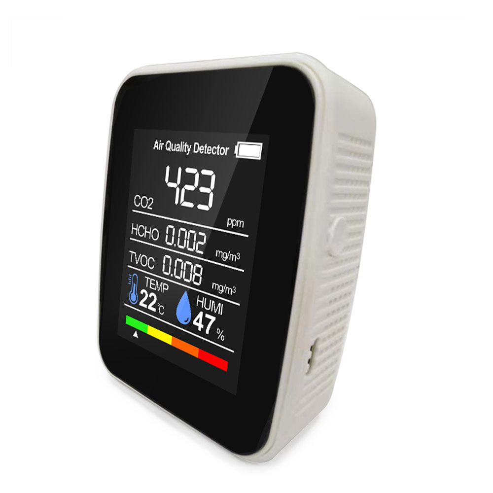 Luchtkwaliteit Detector CO2 Meter Met Kooldioxide Tvoc Formaldehyde Waarde Elektriciteit Hoeveelheid Temperatuur Vochtigheid Display: WHITE