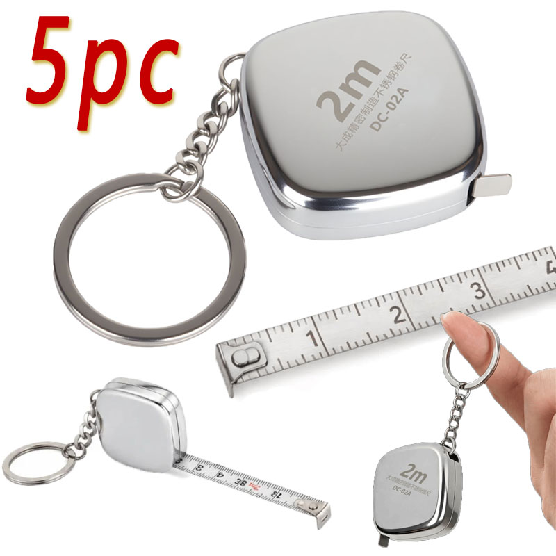 1/3/5pc Mini 2m klein meetlint sleutelhanger, roestvrij staal intrekbaar sleutelhanger meetlint precisie zak meetlint