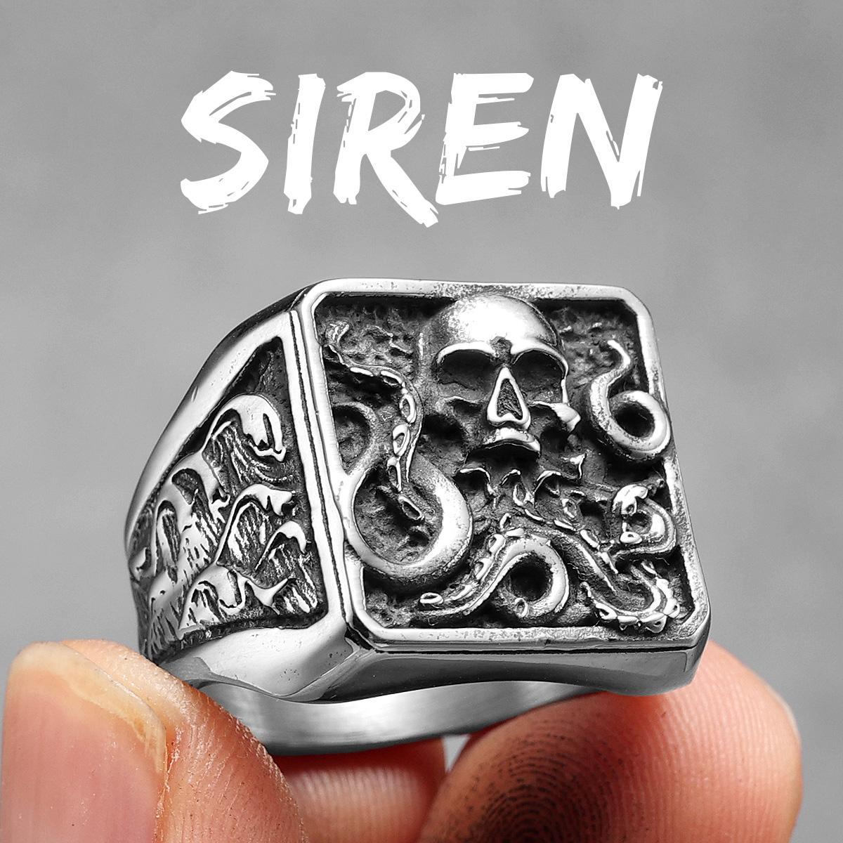 Cowboy Schedel Ratelslang Mannen Ringen Rvs Stalen Vrouwen Sieraden Vintage Punk Rock Cool Stuff Mode Accessoires: 13 / green
