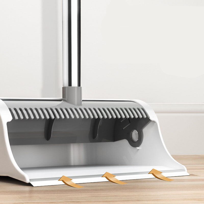 Huishoudelijke Zachte Haar Floor Cleaning Bezems Antislip Magnetische Handvat Winddicht Stoffer Kruimel Collector Magische Bezem En Stoffer Set