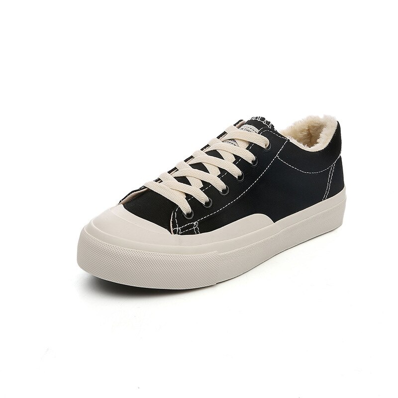 Hiver velours fourrure baskets femme chaussures décontractées coton rembourré baskets fourrure toile vulcaniser nouvelles femmes à lacets couture