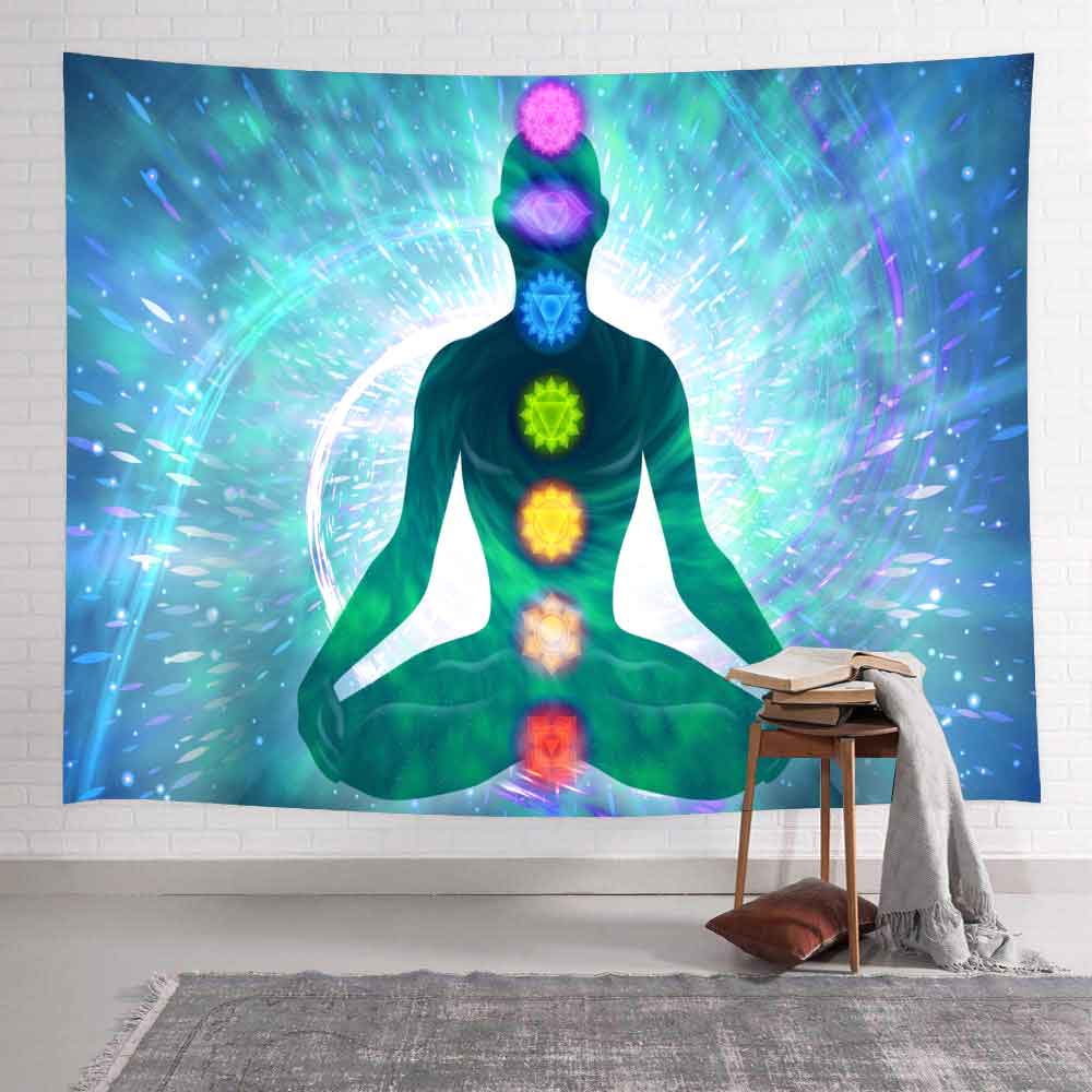 Simsant chakra tapetry trippy yoga meditation kunst væghængende gobeliner til stue soveværelse hjem kollegieindretning banner: 2 tgtlsay 119