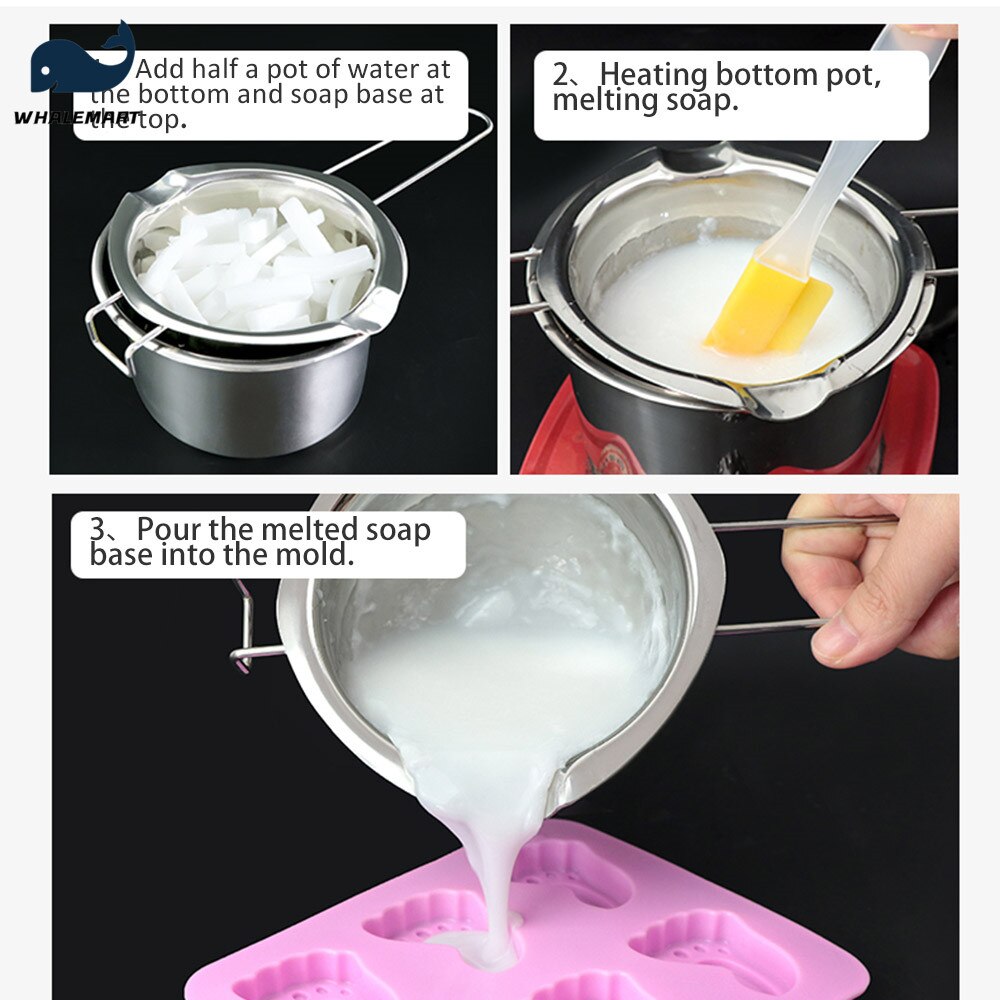 Juego de ollas de Base de jabón, olla hervida de acero inoxidable para calentar el agua, para fundir jabón hecho a mano en bruto, Kit de suministros de fabricación DIY