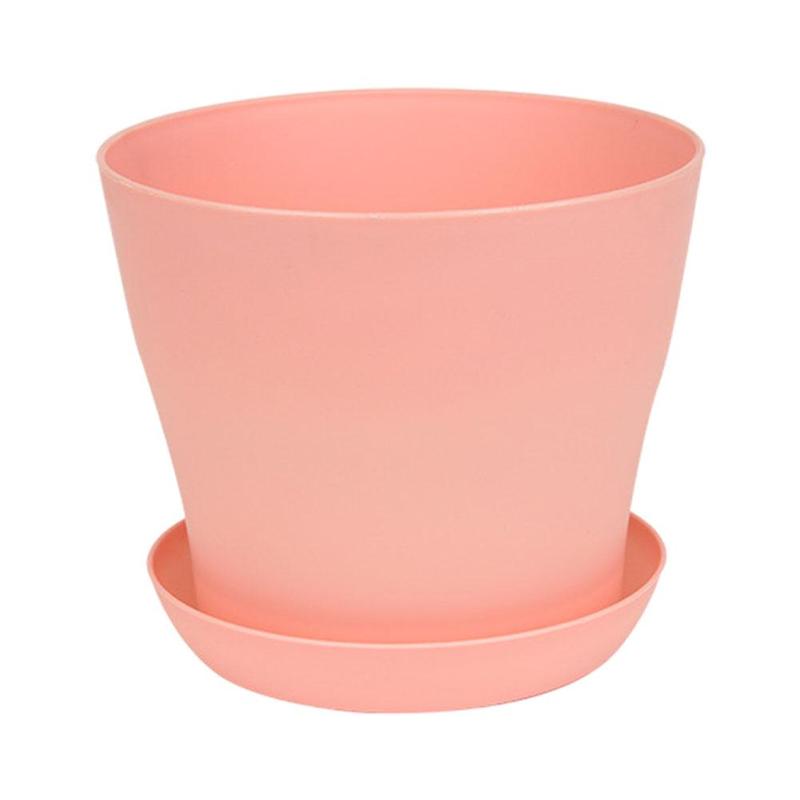 1pc Flower Pot Colorful Durable Resin Plant Flower Pot Tray Planter Garden Home Saucer Decoration Holes with Gloss a Draina S3E2: Pink