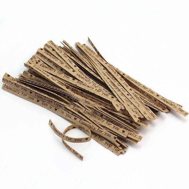 Lot de 500 cravates d'emballage scellées en sachet de bonbons, biscuits, pour emballage de , à faire soi-même, pour fête de mariage, boulangerie, spécialement torsadées, décoration de maison: 200pcs paper color