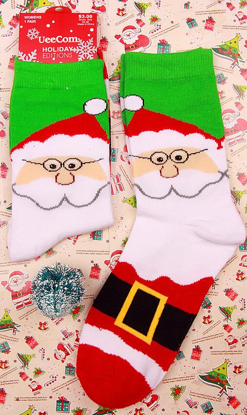 2020 novos Chegada das Mulheres Meias Curtas Bonito Elk e Papai Noel Socks Meias de Algodão Crew Socks Para As Mulheres Natal meias: 004