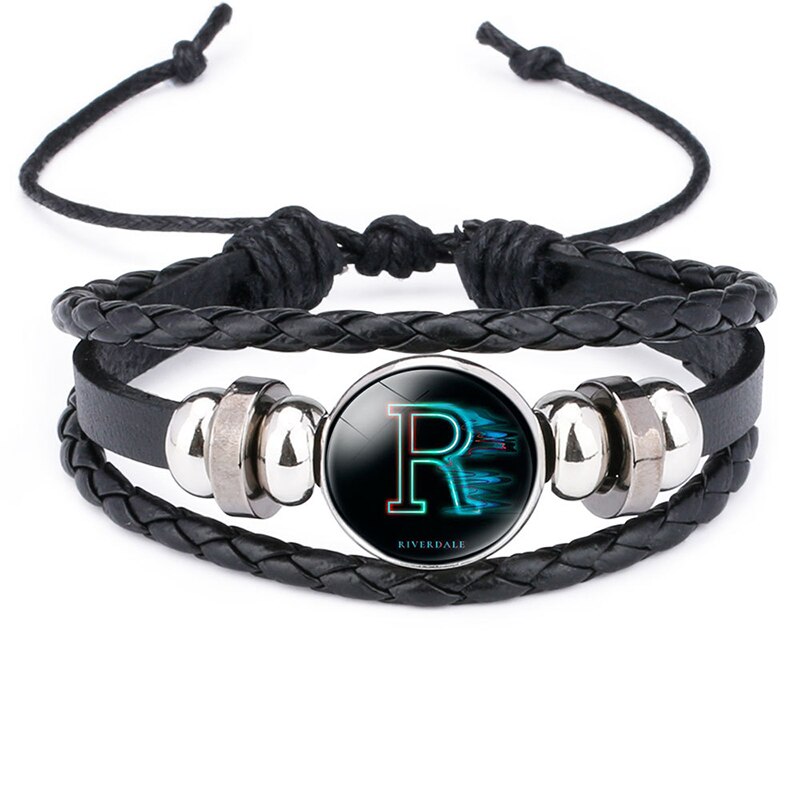 Riverdale-pulsera de cuero multicapa con de Riverdale, joyería para hombre, brazalete de cuentas, cabujón de cristal: 8