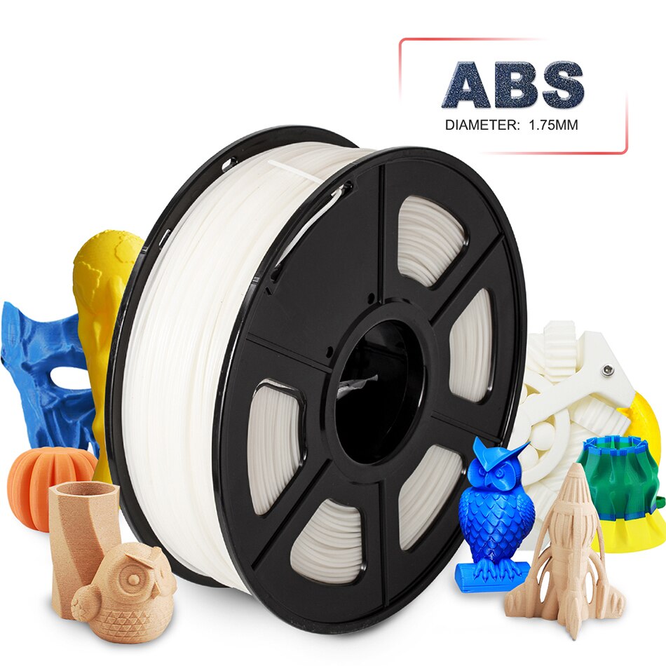 SUNLU 1.75 ABS 3D włókno robić drukarki 3D plastikowe włókno ABS 1KG z szpulą Industy 3 D materiały robić drukowania: ABS-biały