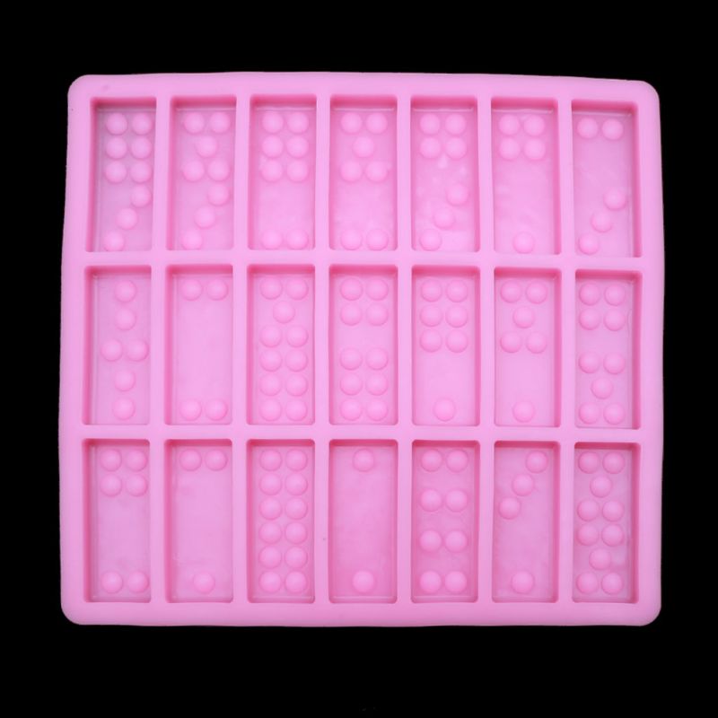 1 Pc Silicone Dominoes Mold Chocolates Epoxy Resin Mold Dominoes Game Fun Art Crafts: Pink