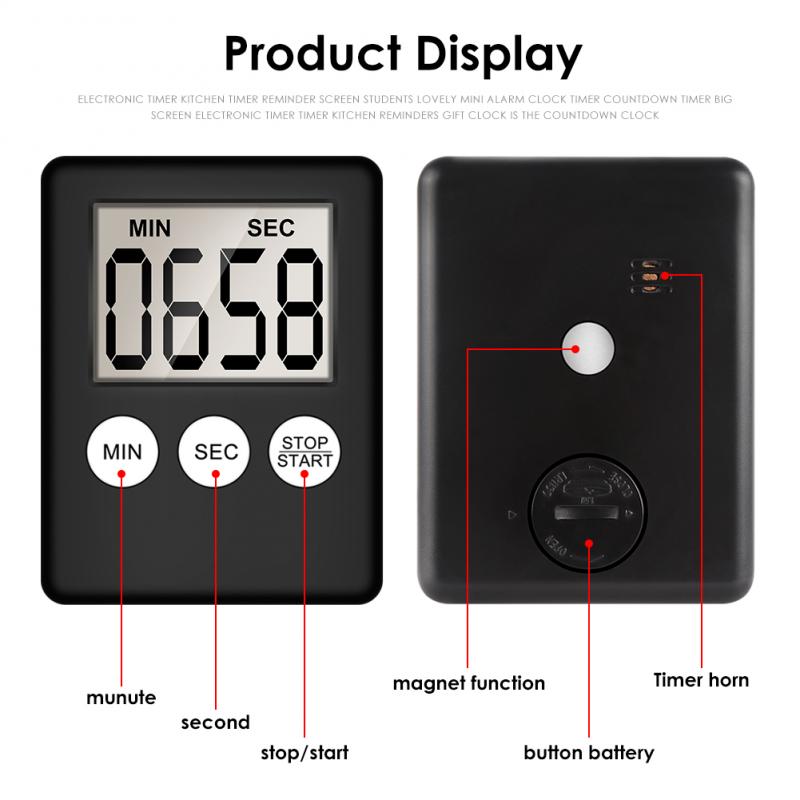 Digital Kitchen Timer Big Digits Alarm Magnetic Large LCD Display Timer for Cooking Baking Sports Games Sleeping temporizador