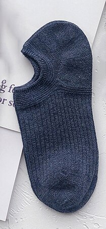 10 Pairs/lot Summer Boat Socks for Men Cotton Breathable Invisible Sock Adult Male Solid Color Black White ankle Short Socks: navy blue