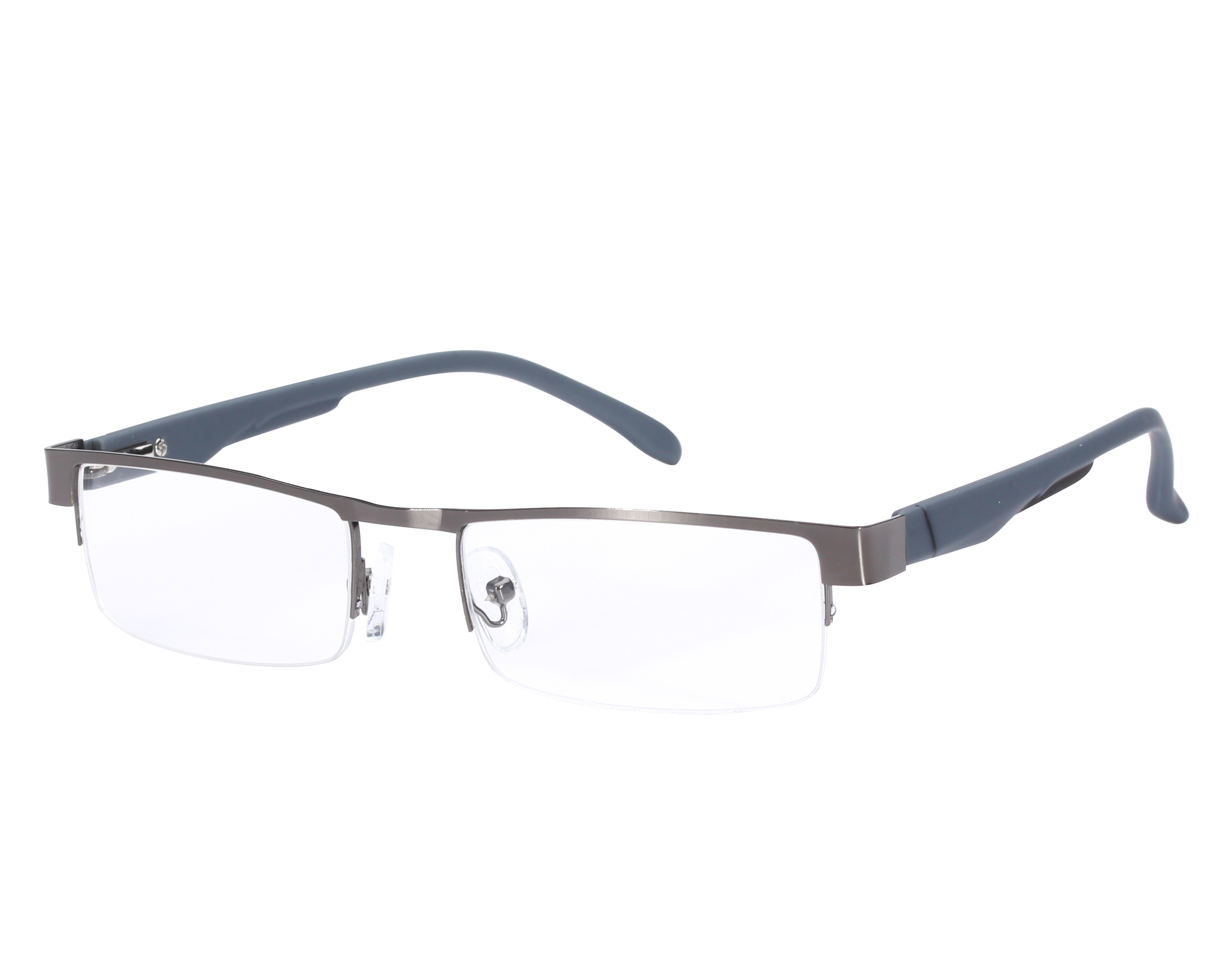 Wolhool Mannen Titanium legering Leesbril Niet sferische 12 Layer lenzen Retro Business Hyperopie Brillen: +400 / Half Frame Gun gray