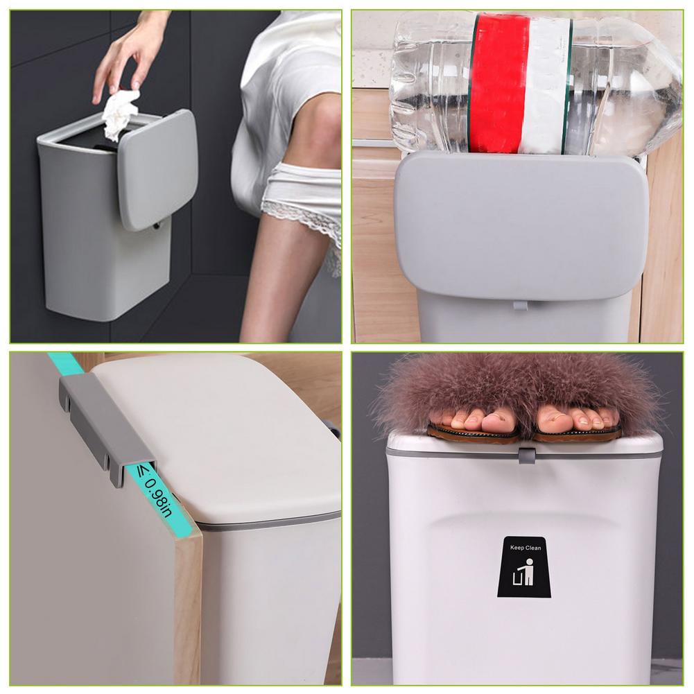 9L gabinete de pared para la cocina cubo basura colgar con tapa deslizante cocina colgador para puerta de armario de basura grande caja de almacenamiento