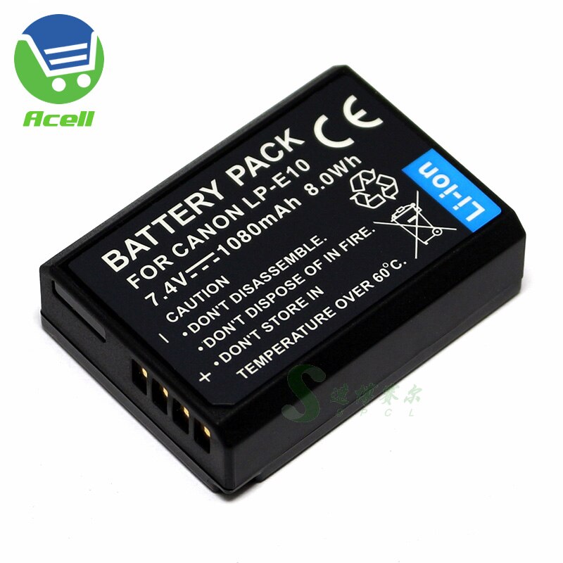 Batterie 1100mAh Pour Canon EOS 1100D, 1200D, 1300D, Rebel T3/T5/T6 - Compatible LP-E10