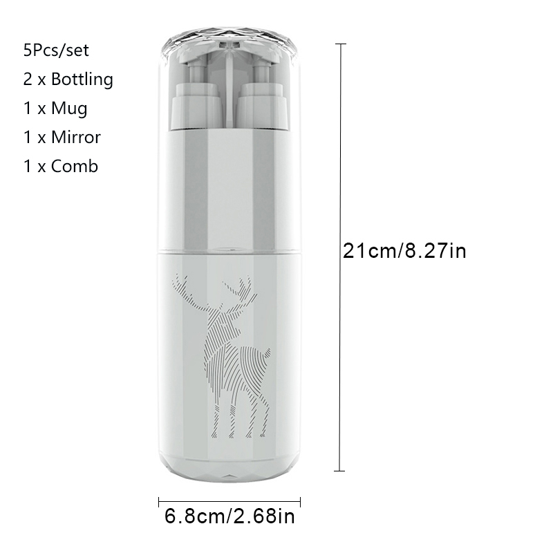 Draagbare tandenborstelbeker 5 in 1 wasbeurten opbergdoos tandenborstel tandpasta douchegel shampoo dispensers reiswasset container: A