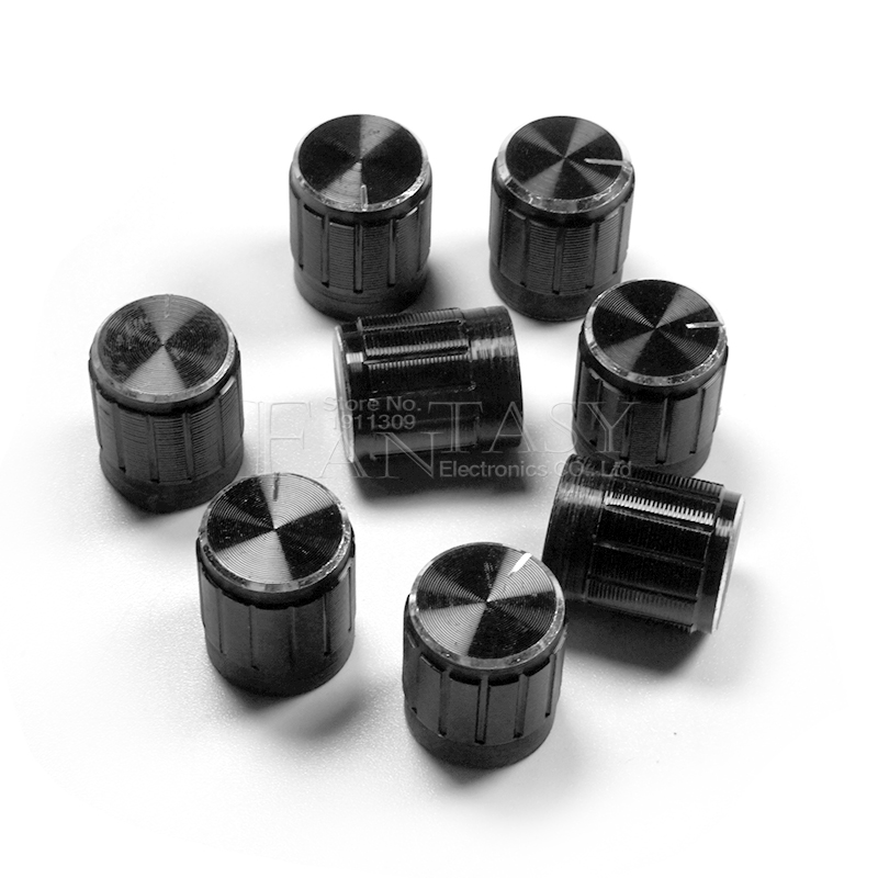 Produktbild von Potentiometer-Drehknopf 30x17mm – 6mm D-Welle, Aluminium, Schwarz, Für Audio & Co.