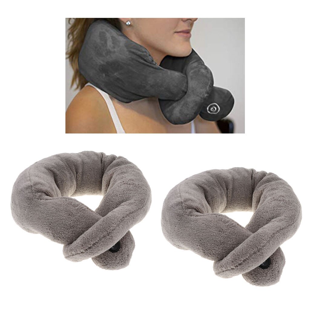 2 Piece Travel Neck Pillow Wrap Massage Headrest for Office Library Airplane