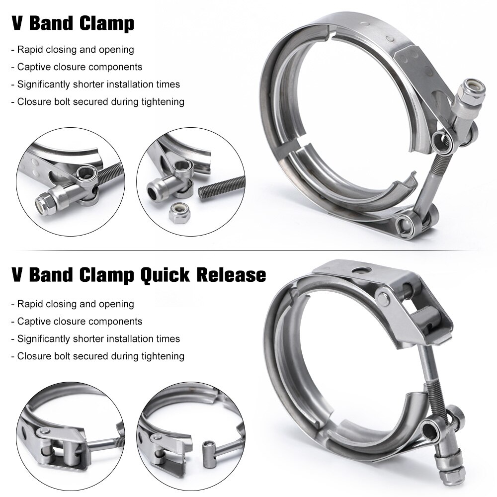3" Stainless Steel 304 Normal V Band Clamp Turbo Exhaust Clamp Downpipe Intercooler Hose Pipe Clamp Quick Release V Band Clamp