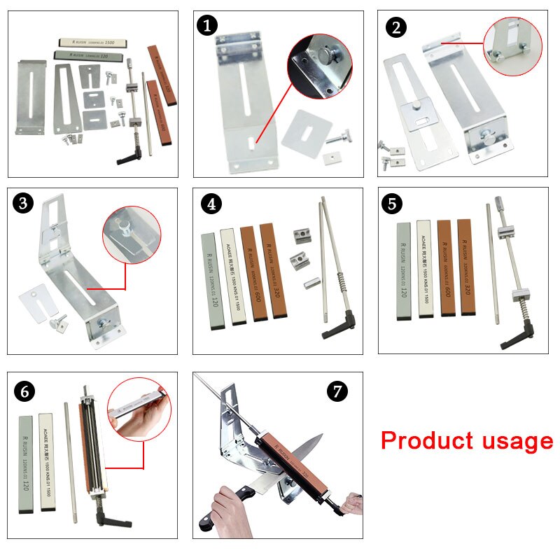Knife Sharpener All stainless Steel Kitchen Sharpening Grinding System Tools Fix-angle With 4 Whetstone III