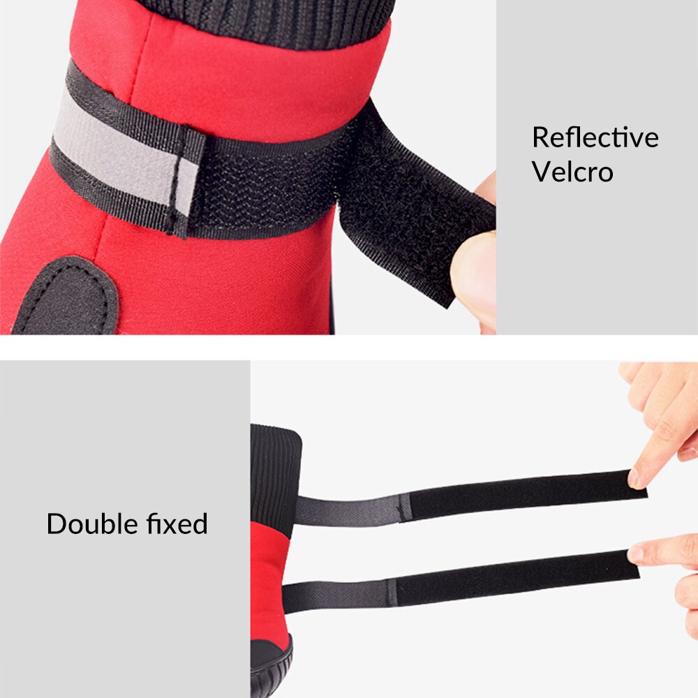 4 pièces hiver chien chaussures Golden Retriever Samos Husky coton bottes tissu imperméable chaussures antidérapantes bottes de pluie grand chien chaussures pour animaux de compagnie