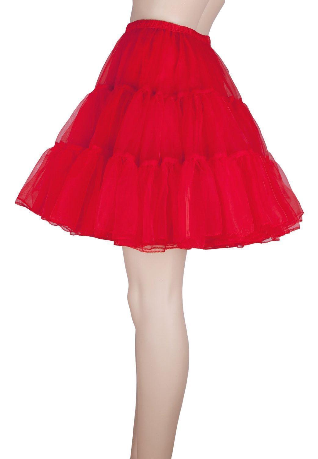 BABYONLINE Rockabilly enagua de boda roja crinolina Falda corta de tul enagua mujer adulto tutú medio resbalones accesorios nupciales: Rojo