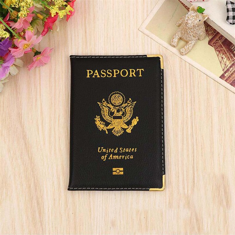 Reizen Lederen Covers Voor Paspoorten Usa Amerika Paspoort Deksel Vrouwen Meisjes Ons Paspoort Covers Paspoort Case Protector: black