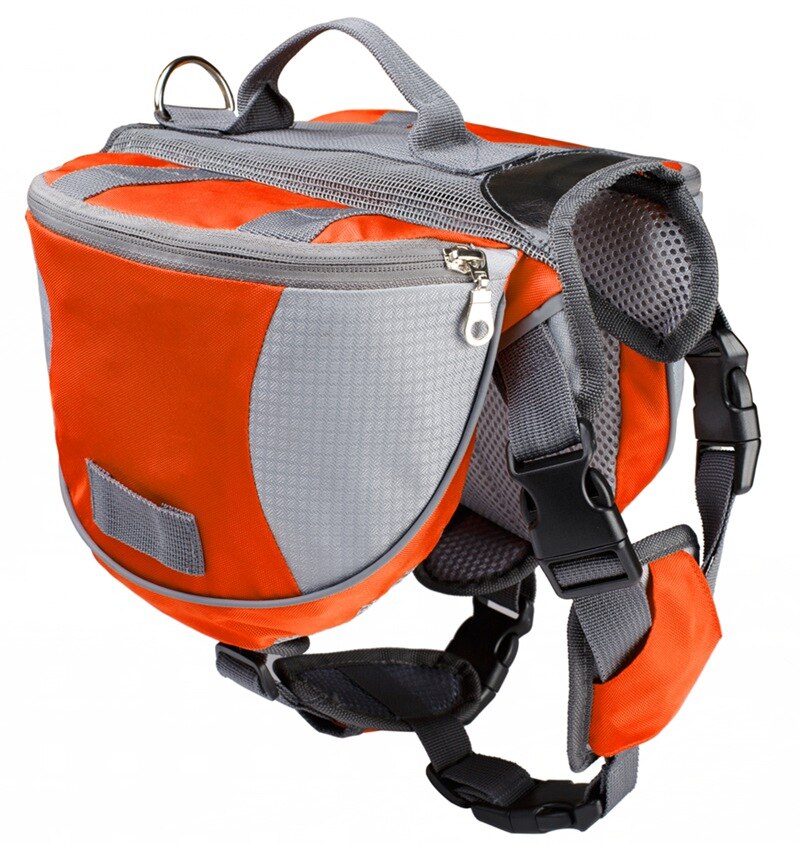 Portable Oxford Cloth Material Adjustable Dog Outdoor Backpack Saddle Bag Dog Supply For Camping Hiking Training: Orange / L
