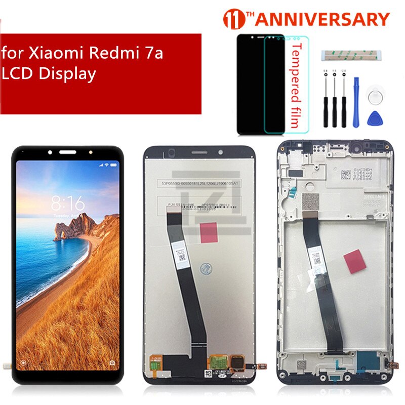 Dla Xiaomi Redmi 7A wyświetlacz LCD ekran dotykowy Digitizer montaż z ramą dla redmi 7a wyświetlacz wymiana naprawa części zamiennych