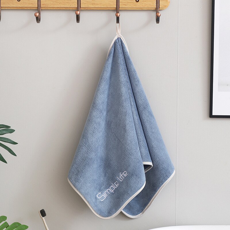 T041A nice Absorbent coral fleece Embroidered daisy letter hotel bath towels hand towels face towel: blue letter / 34cm by 74cm