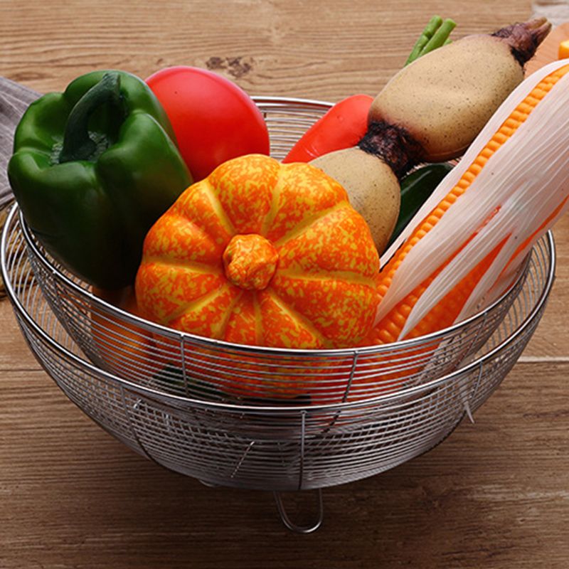 Fruit Basket Container Bowl Stainless Steel Wire Kitchen Drain Rack Vegetable