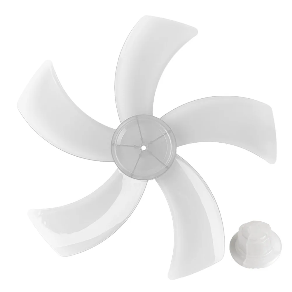 Fembladet 18 tommer ventilatorbladsudskiftning med møtrikdæksel, egnet til sokkel- og bordventilatorer, lavet af pp-plast: Sort