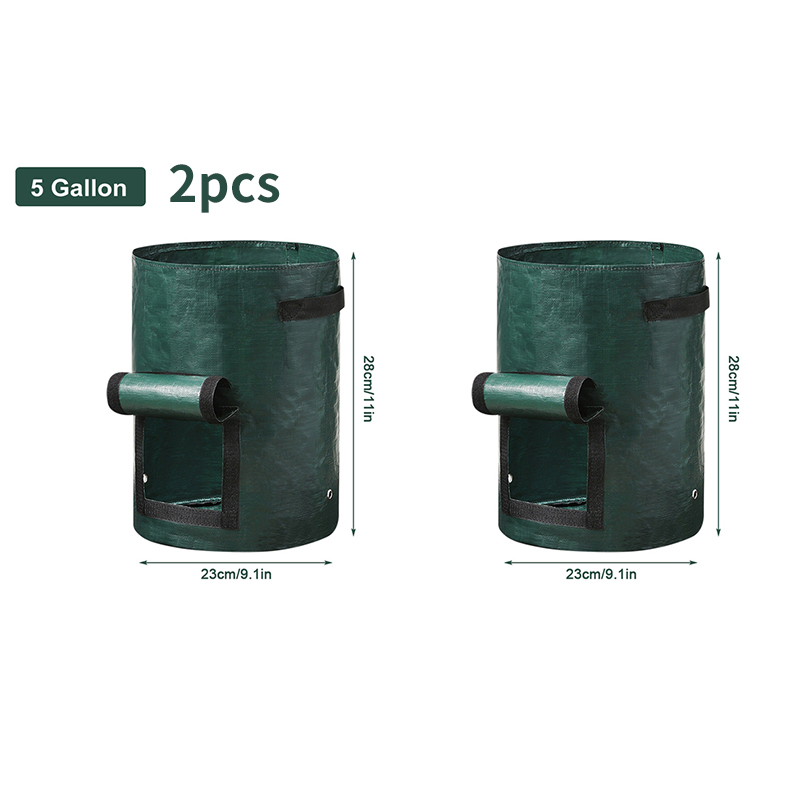 Garden Grow Bags 3/5/7/10 Gallon Plant Growing Bags PE Vegetable Planter Growing Bag DIY Fabric Grow Pot Potato Onion Bag: Dark Grey