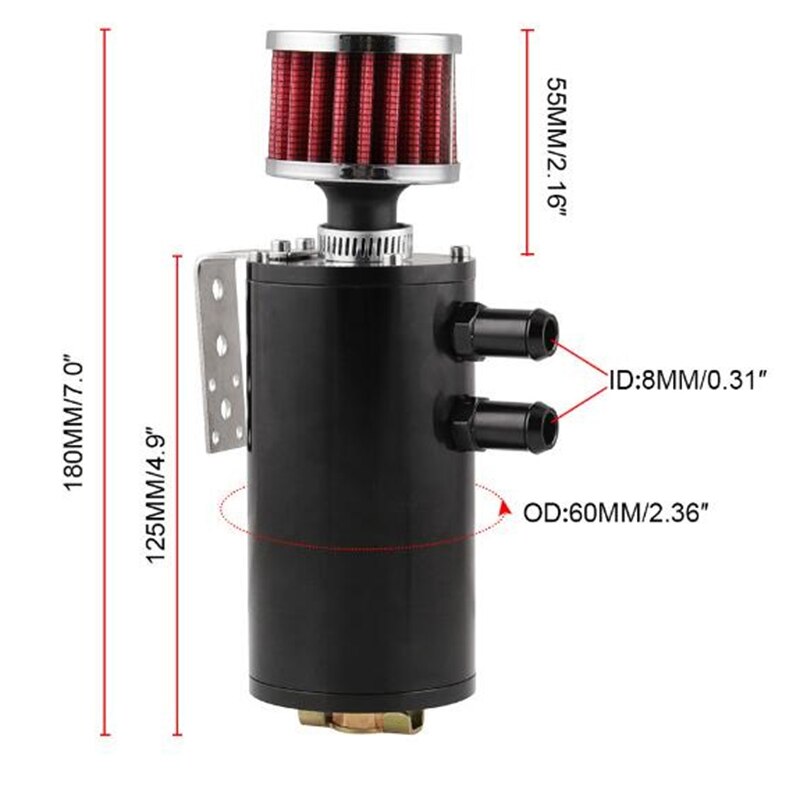 Baffled Aluminum Oil Catch Can Reservoir Tank / Oil Tank With Filter Universal Occ043