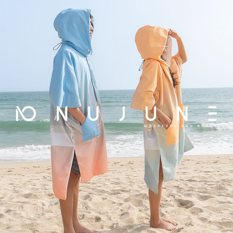 Nu-June Surfponcho Fleece gevoerd Herfst Winter Strandlaken Mantel Warme badjas Winddicht met capuchon voor strand Hete lente
